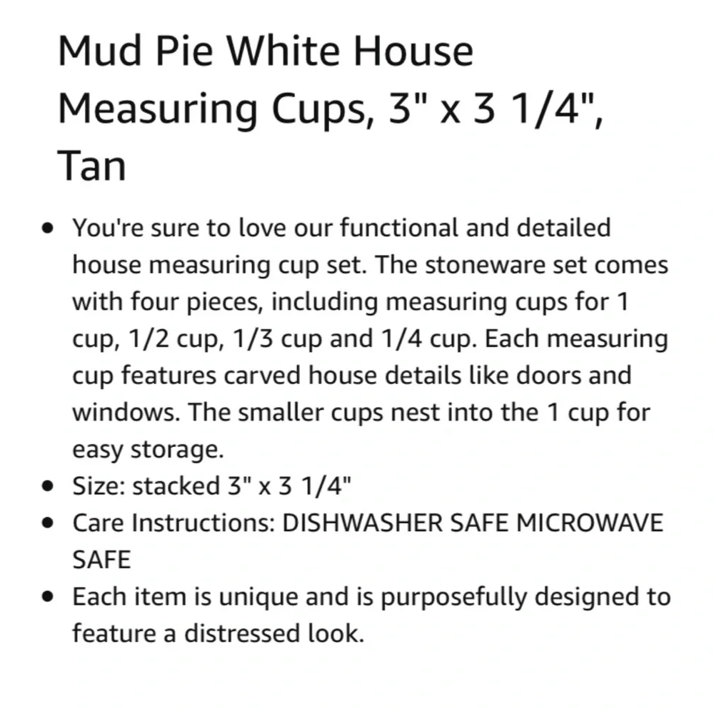 Mud Pie White House Nesting Measuring Cups